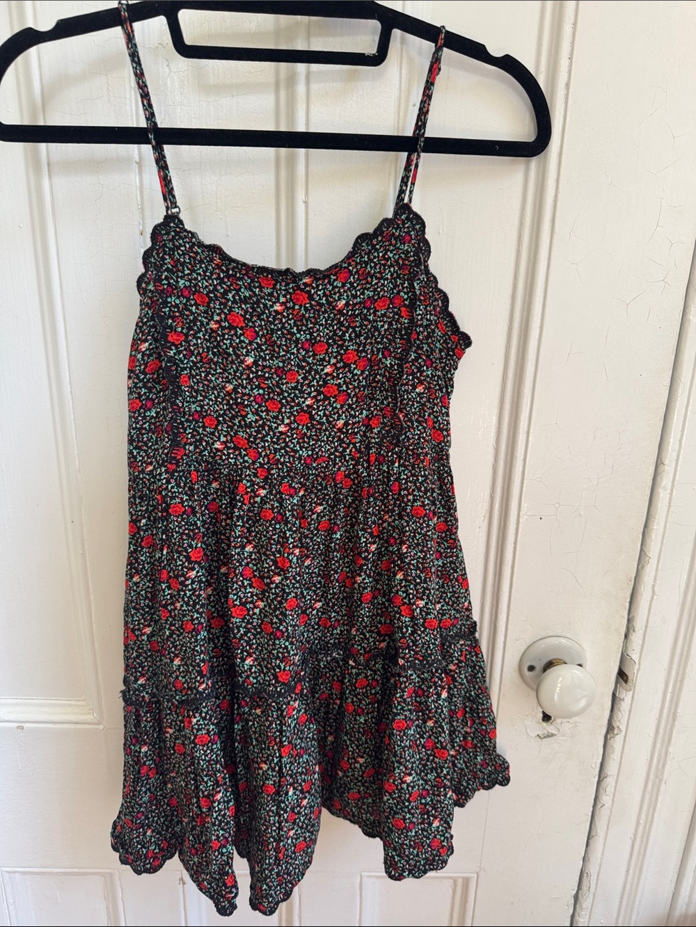 Urban Outfitters Floral Black Sundress with Red Print